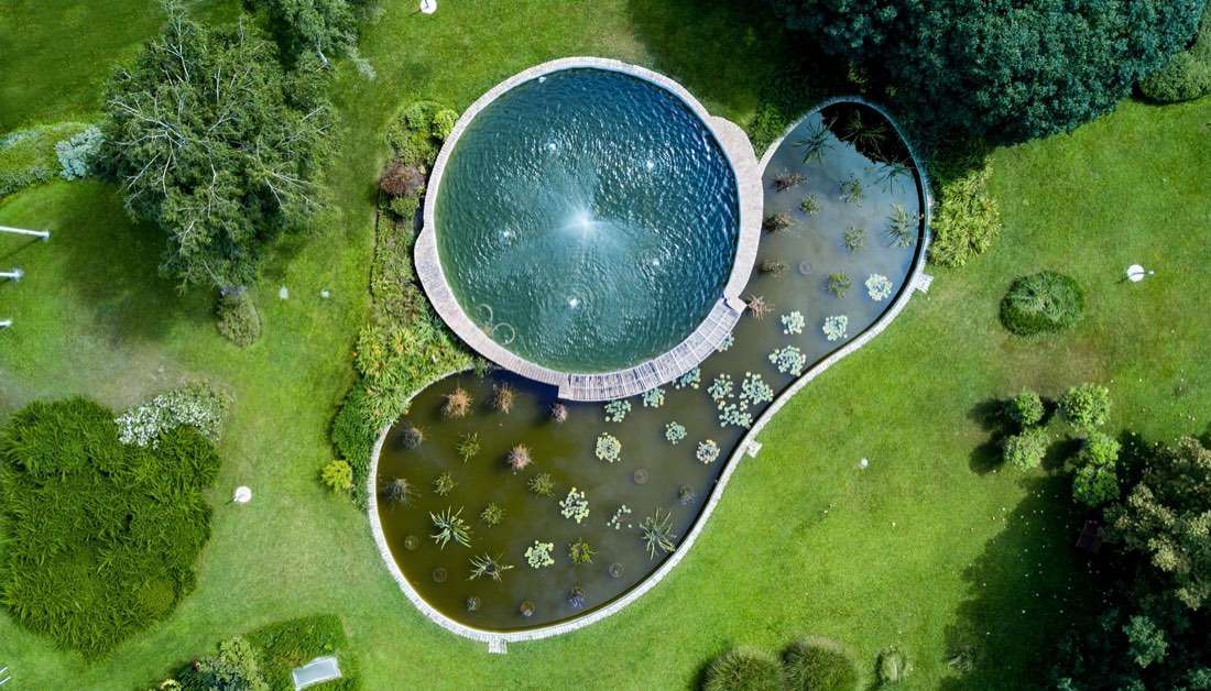 hybrid natural pond mineral biome planted swimming zone